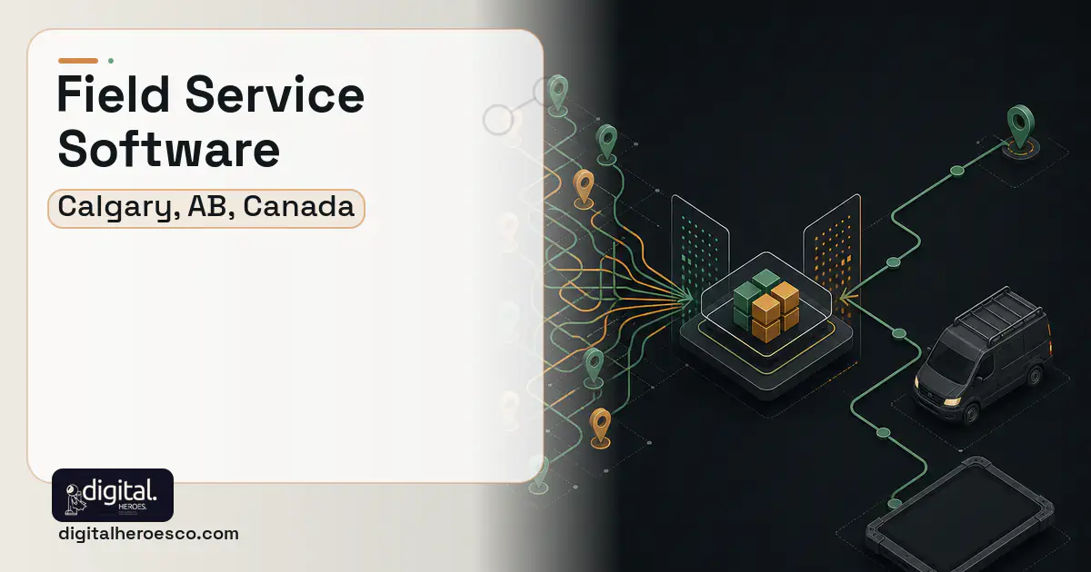 Field Service Software workflow illustration for Calgary, AB, Canada.