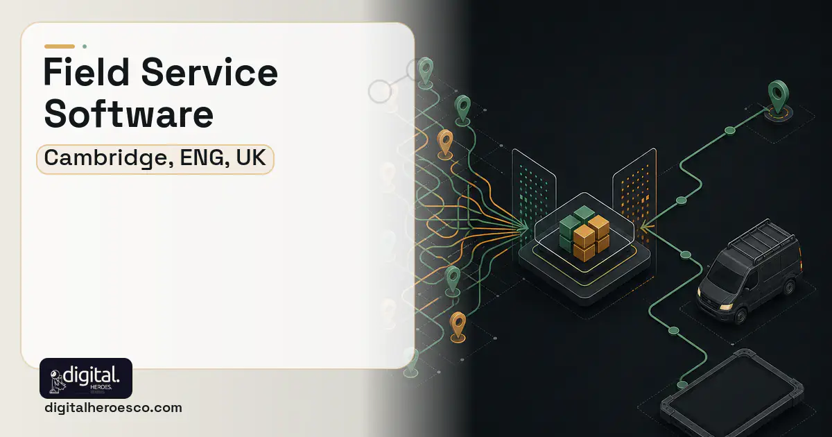 Field Service Software workflow illustration for Cambridge, ENG, UK.