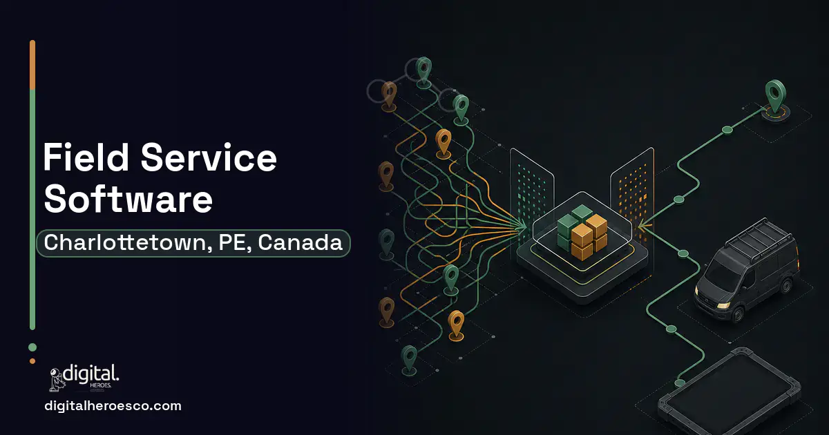 Field Service Software workflow illustration for Charlottetown, PE, Canada.
