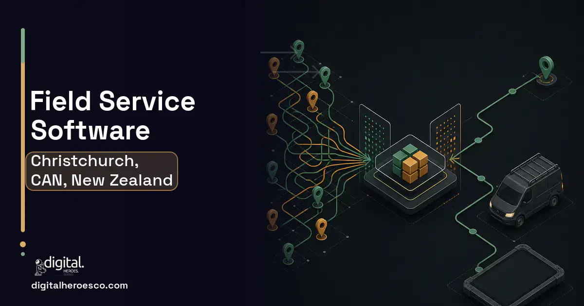 Field Service Software workflow illustration for Christchurch, CAN, New Zealand.