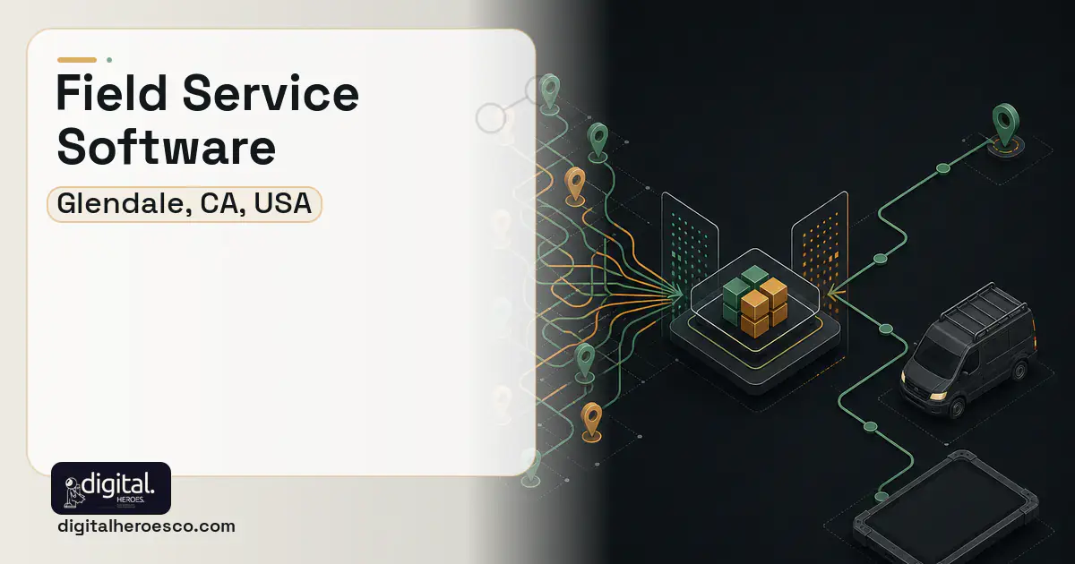 Field Service Software workflow illustration for Glendale, CA, USA.