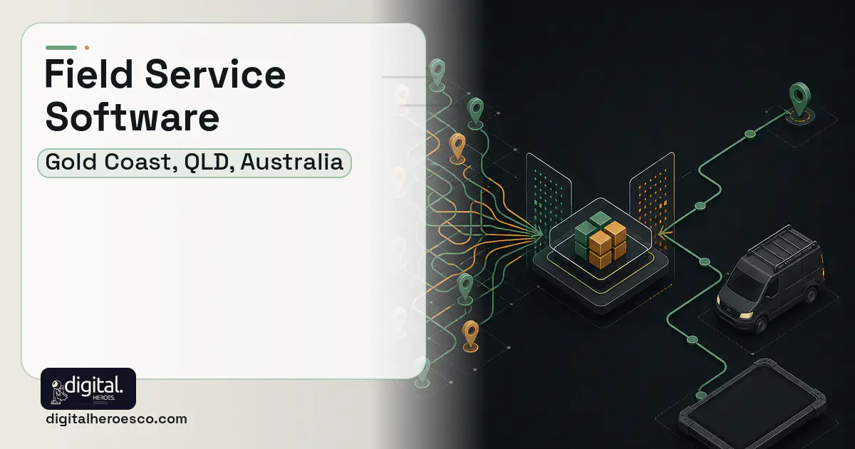 Field Service Software workflow illustration for Gold Coast, QLD, Australia.