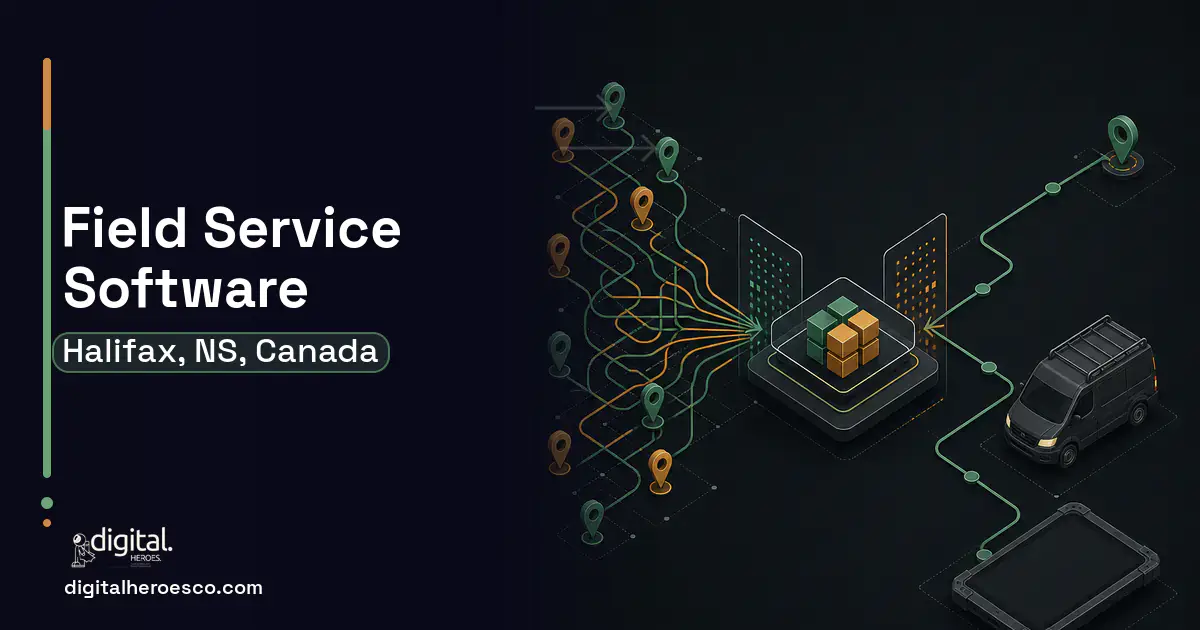 Field Service Software workflow illustration for Halifax, NS, Canada.