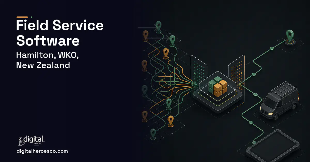 Field Service Software workflow illustration for Hamilton, WKO, New Zealand.