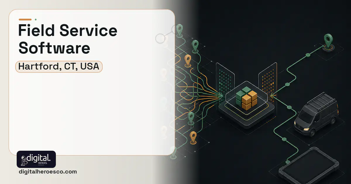 Field Service Software workflow illustration for Hartford, CT, USA.