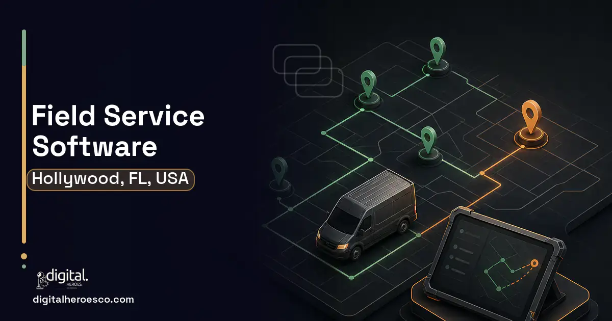 Field Service Software software overview illustration for Hollywood, FL, USA.