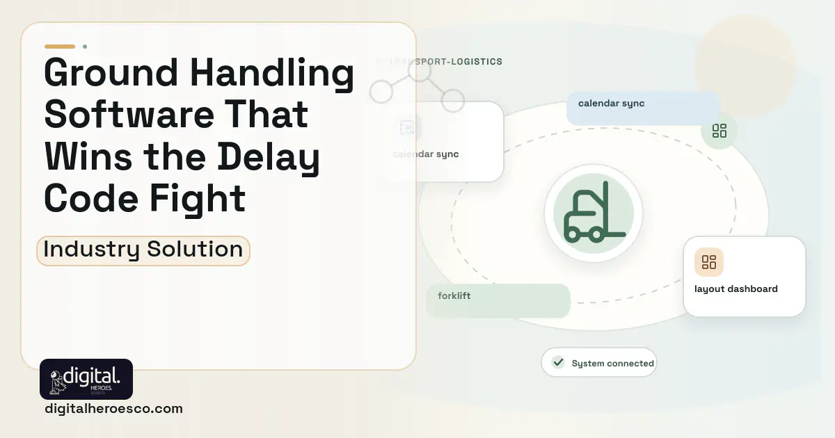 Ground Handling Operations software visual showing forklift, calendar sync, and layout dashboard.