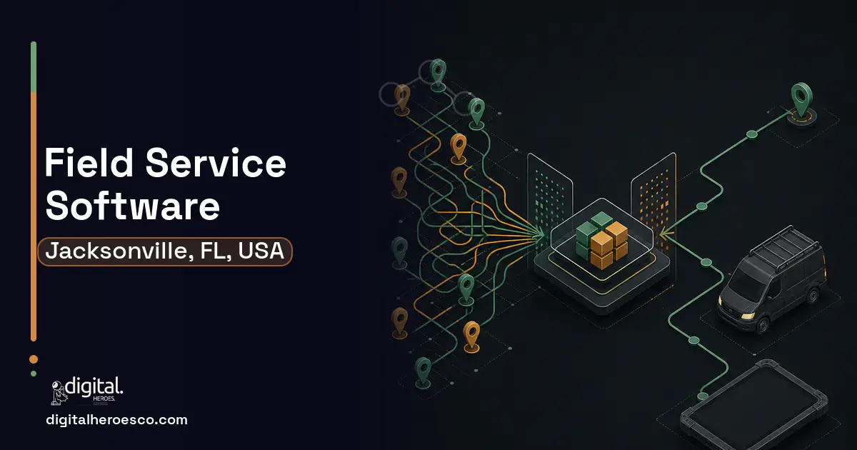 Field Service Software workflow illustration for Jacksonville, FL, USA.