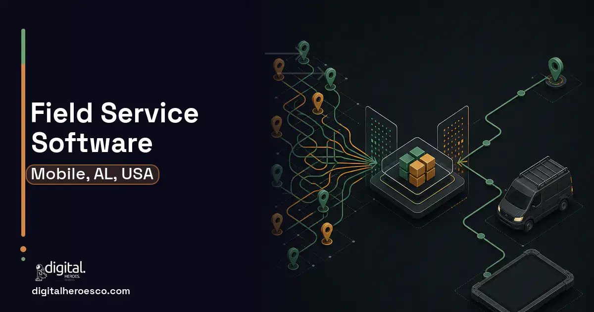 Field Service Software workflow illustration for Mobile, AL, USA.