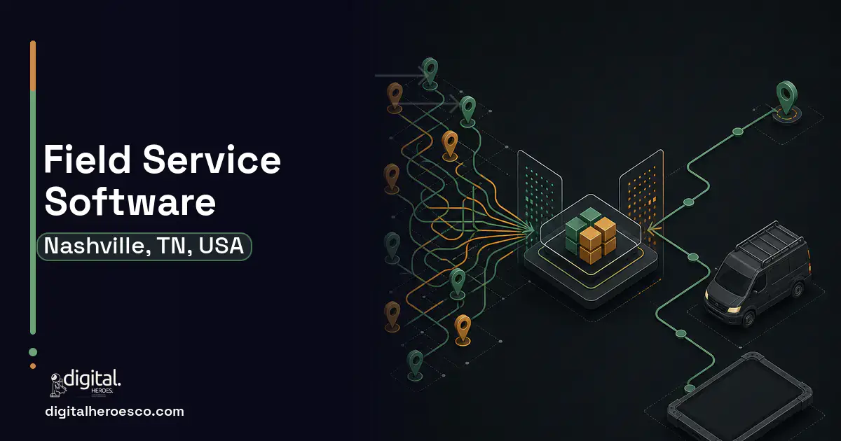 Field Service Software workflow illustration for Nashville, TN, USA.