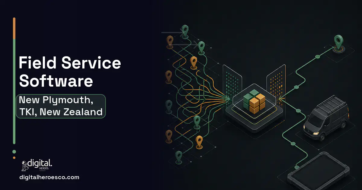 Field Service Software workflow illustration for New Plymouth, TKI, New Zealand.