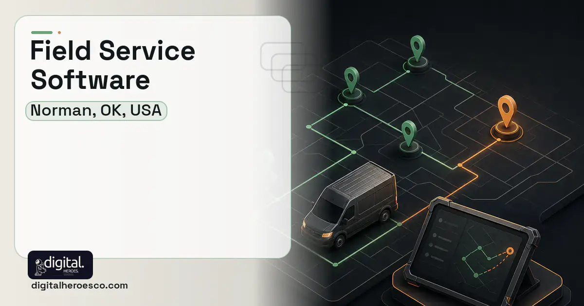 Field Service Software software overview illustration for Norman, OK, USA.