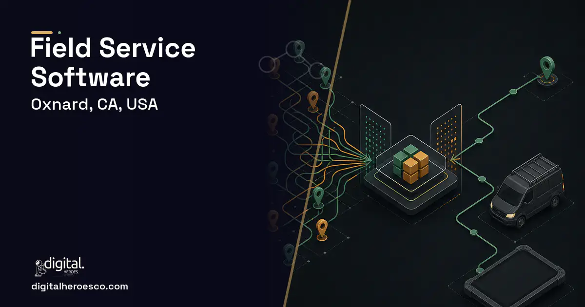 Field Service Software workflow illustration for Oxnard, CA, USA.