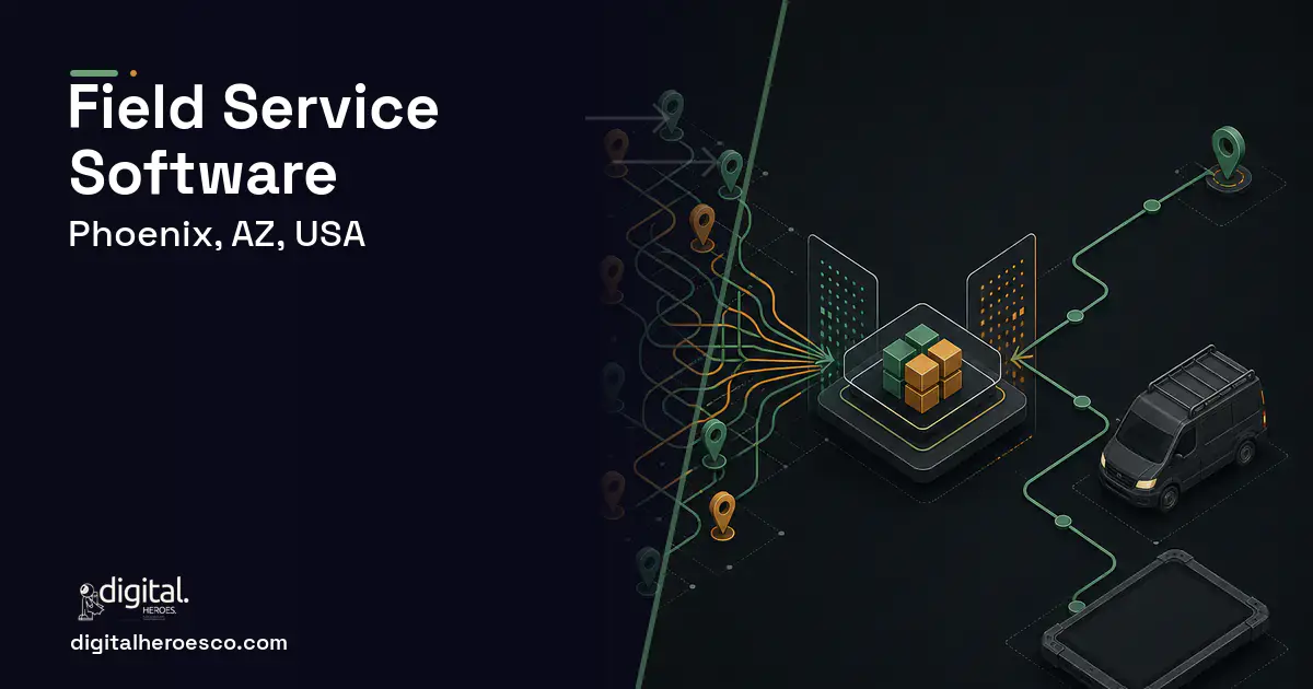 Field Service Software workflow illustration for Phoenix, AZ, USA.
