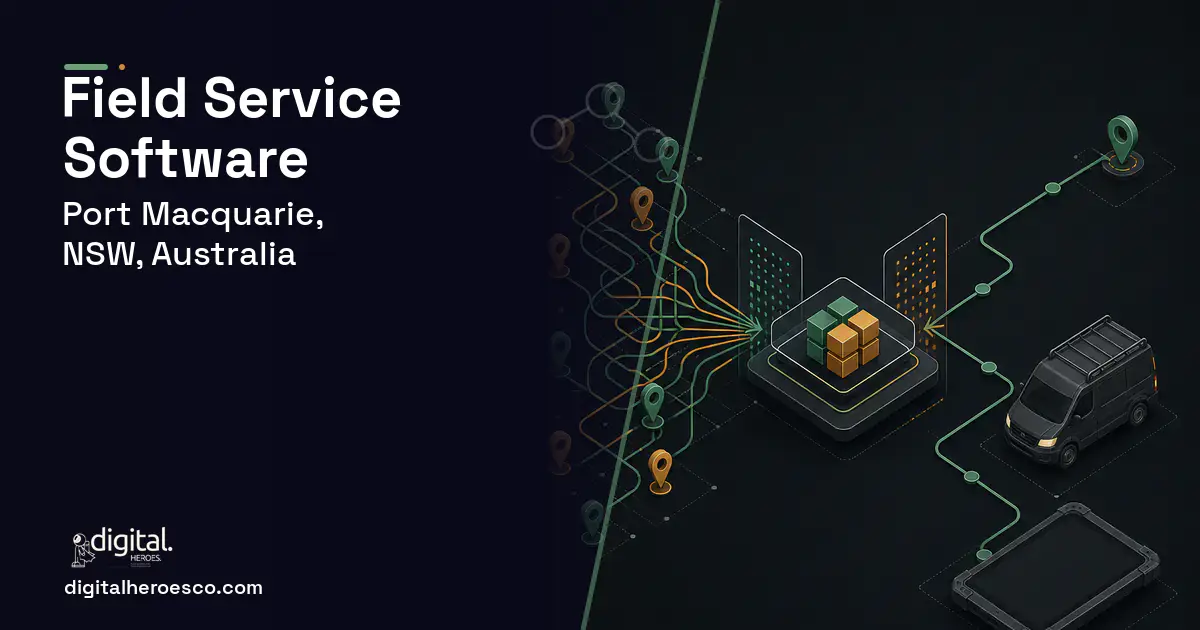 Field Service Software workflow illustration for Port Macquarie, NSW, Australia.