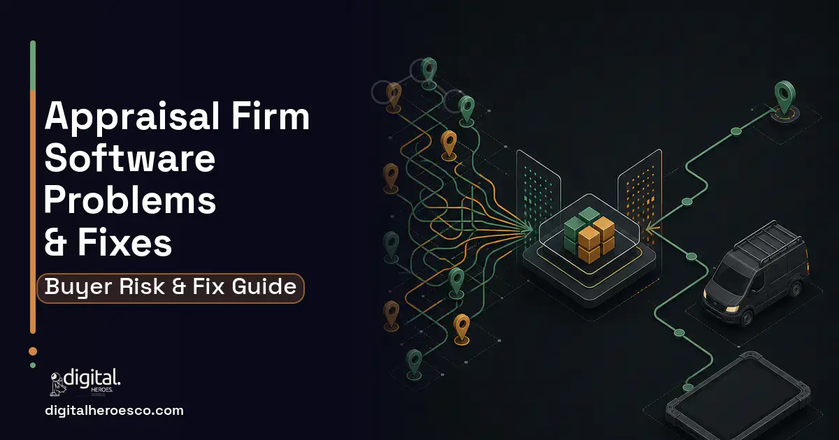 Appraisal Firm Software workflow illustration showing common problems and fixes.