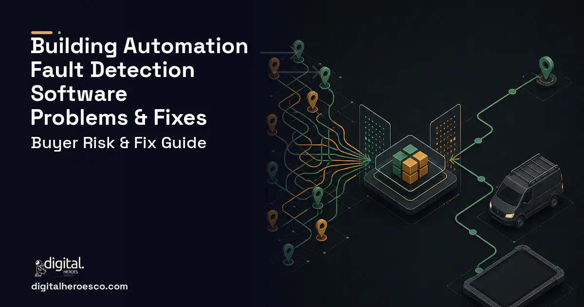Building Automation Fault Detection Software workflow illustration showing common problems and fixes.
