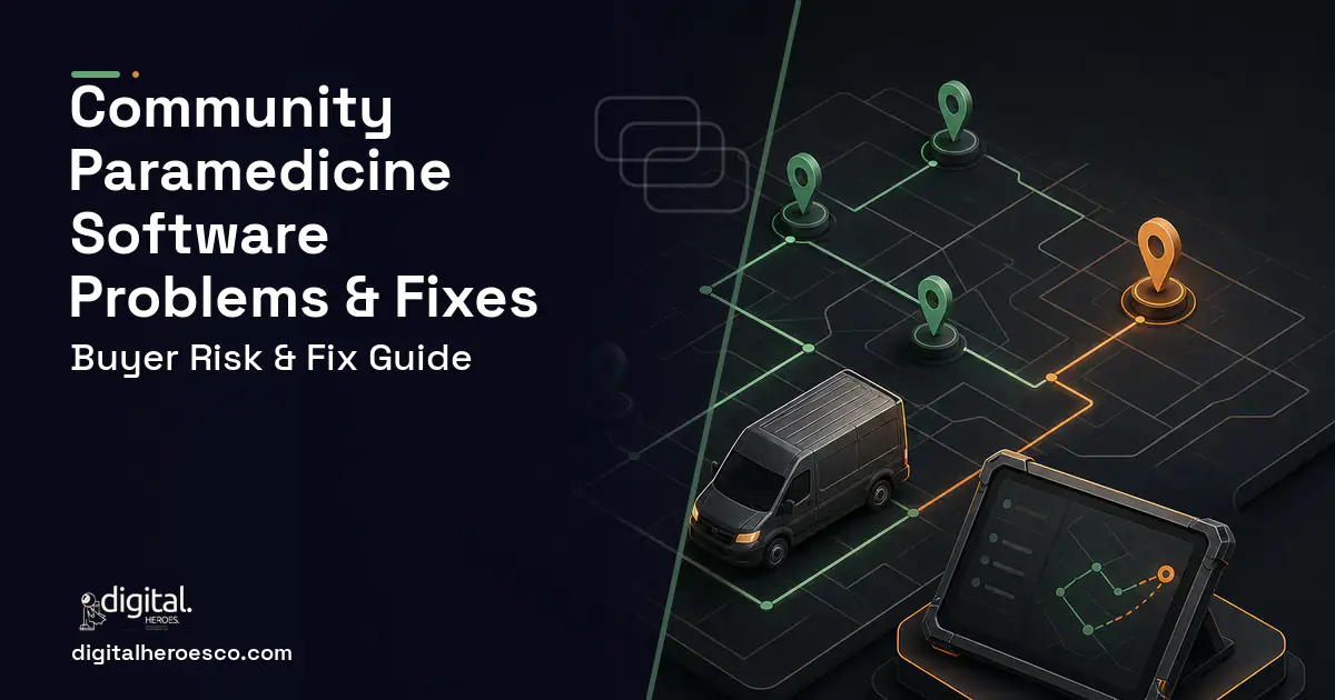 Community Paramedicine Software software overview illustration showing common problems and fixes.