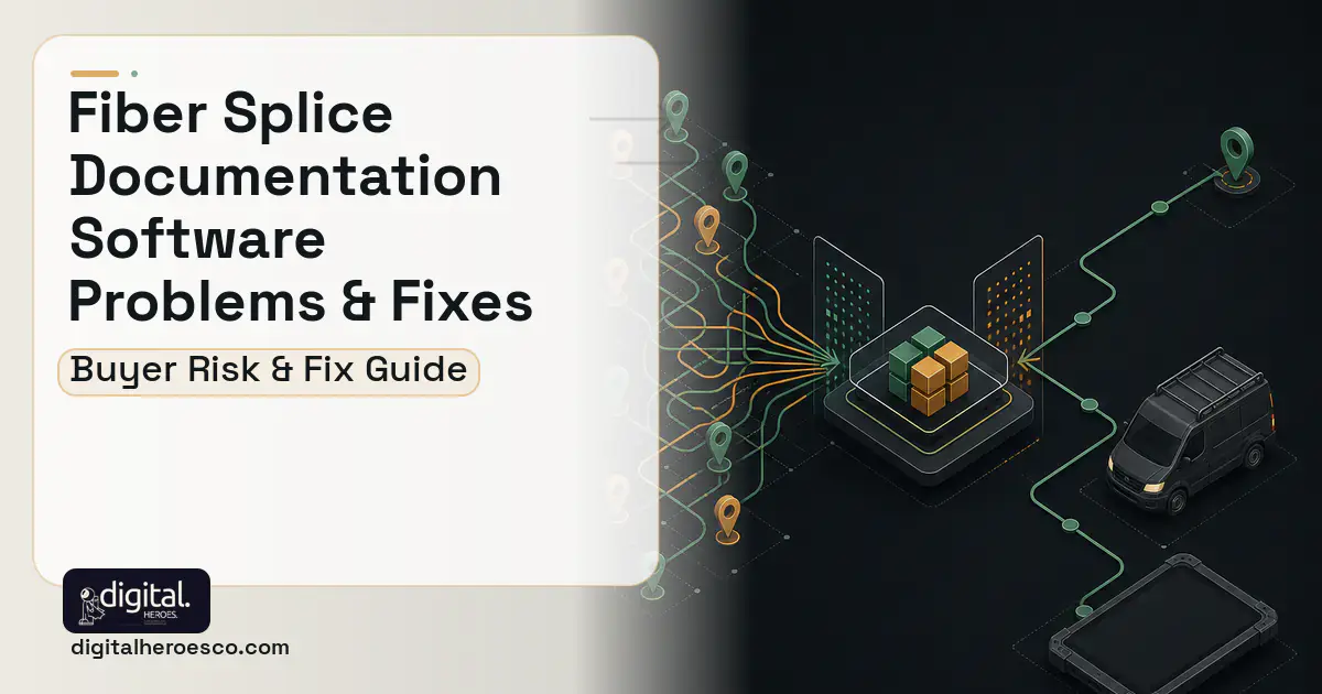 Fiber Splice Documentation Software workflow illustration showing common problems and fixes.