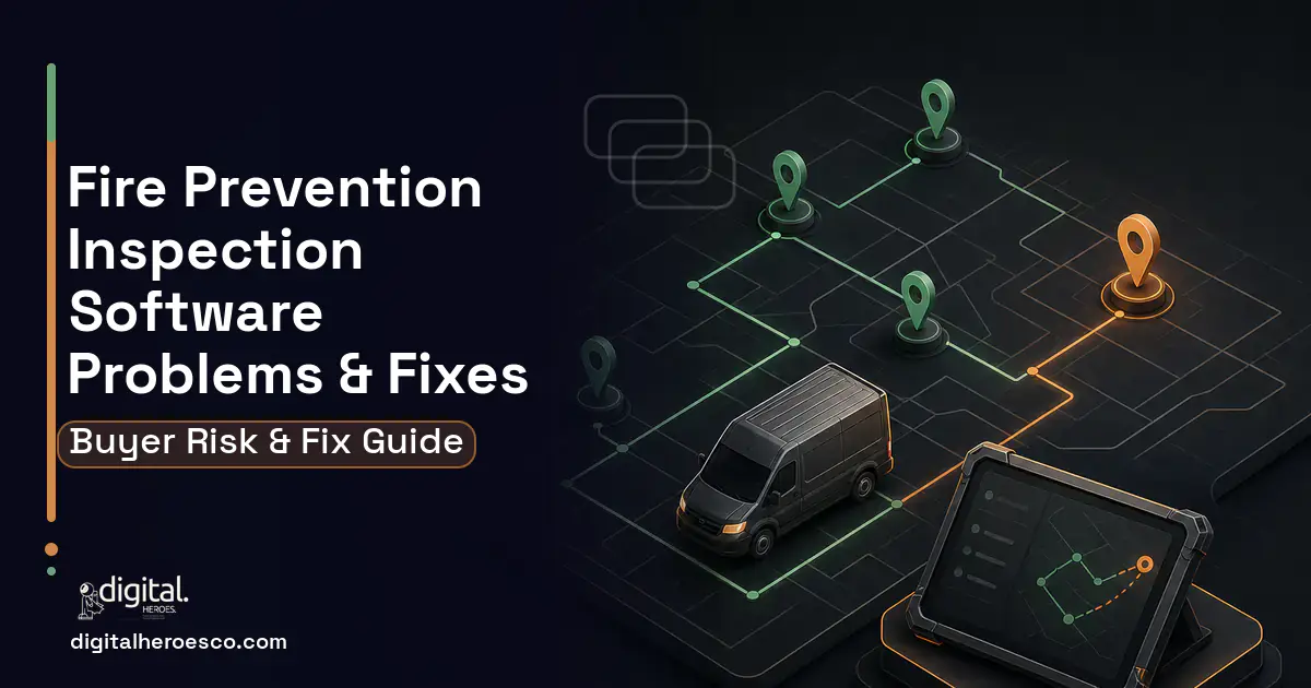 Fire Prevention Inspection Software software overview illustration showing common problems and fixes.
