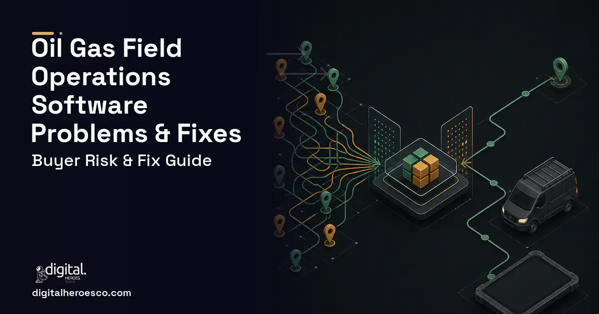 OIL GAS Field Operations Software workflow illustration showing common problems and fixes.