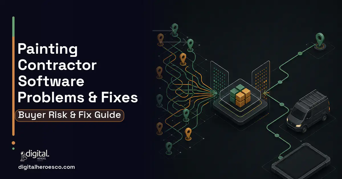 Painting Contractor Software workflow illustration showing common problems and fixes.