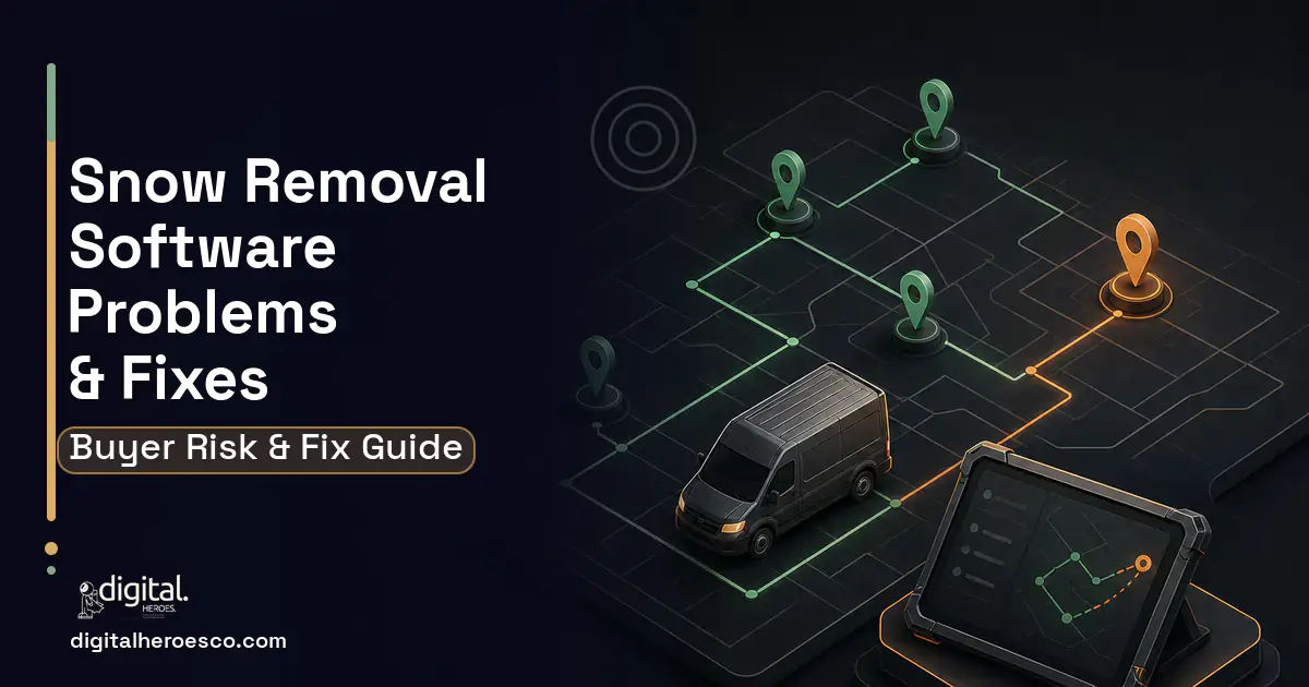 Snow Removal Software software overview illustration showing common problems and fixes.