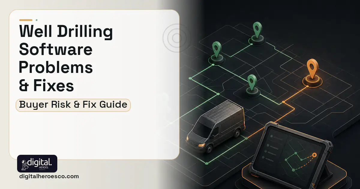 Well Drilling Software software overview illustration showing common problems and fixes.