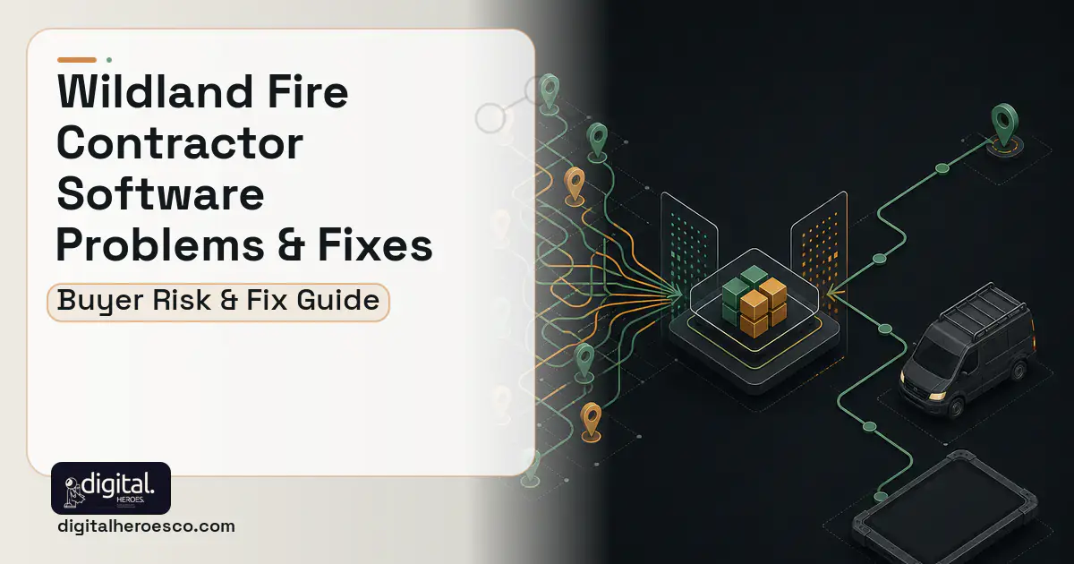 Wildland Fire Contractor Software workflow illustration showing common problems and fixes.