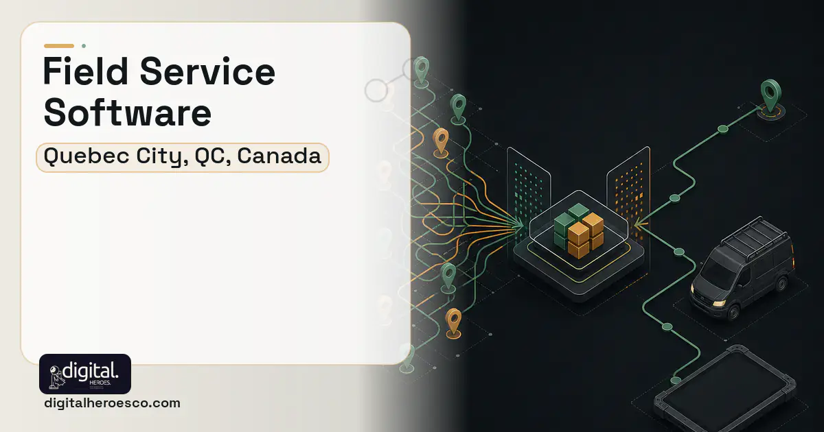 Field Service Software workflow illustration for Quebec City, QC, Canada.