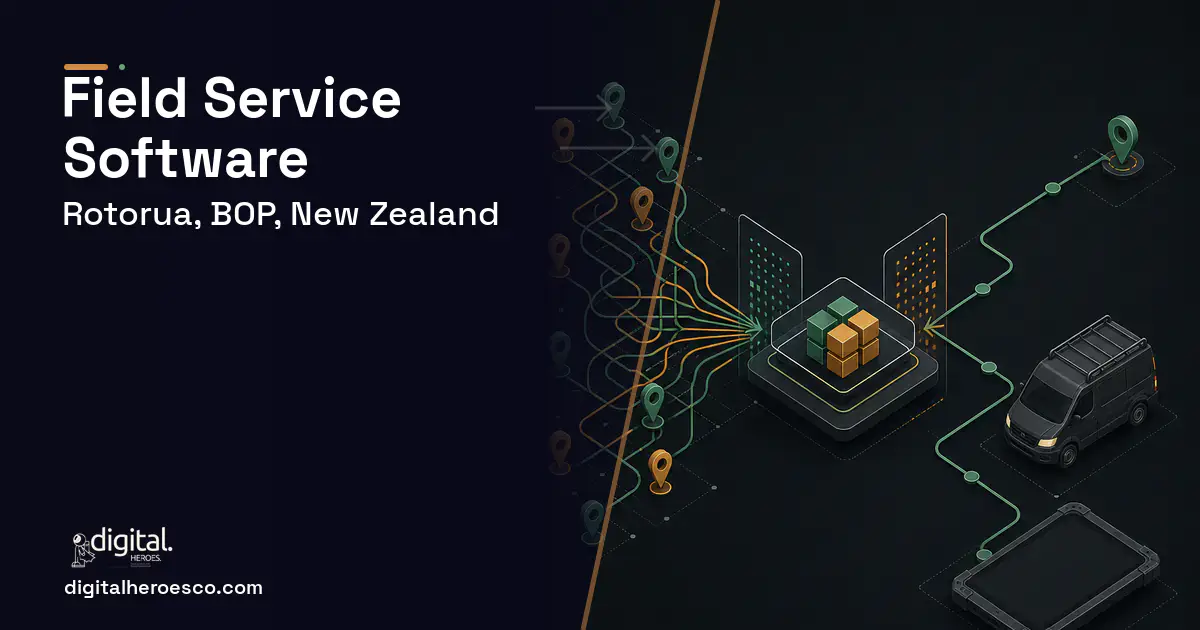 Field Service Software workflow illustration for Rotorua, BOP, New Zealand.