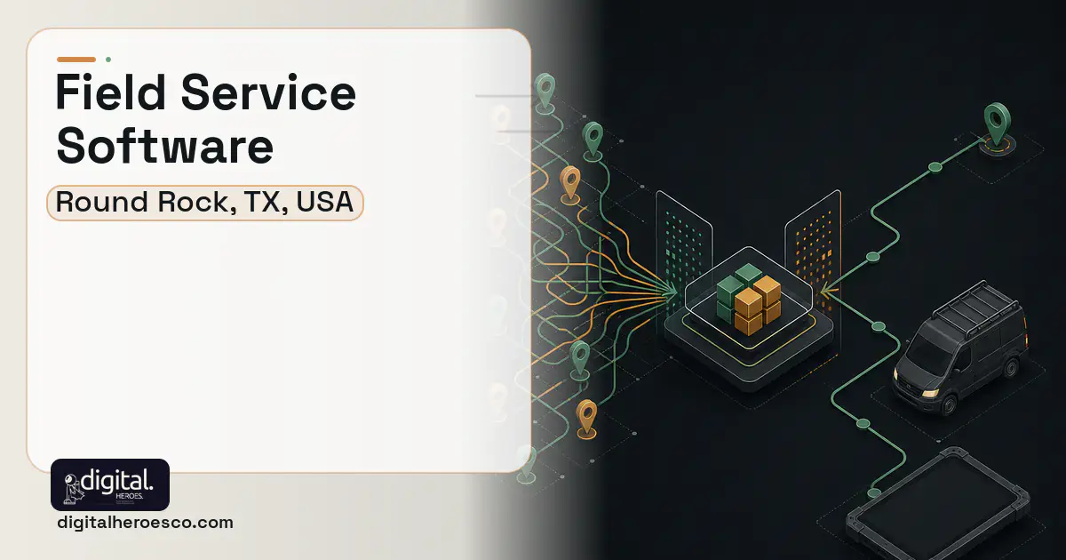 Field Service Software workflow illustration for Round Rock, TX, USA.