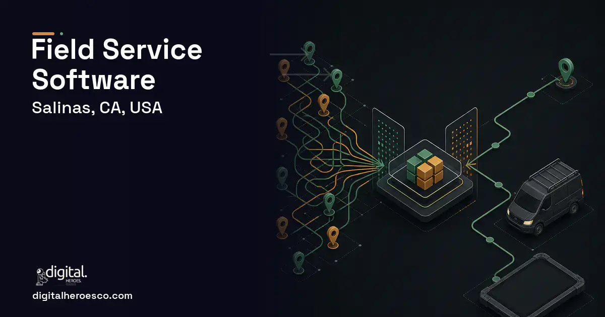 Field Service Software workflow illustration for Salinas, CA, USA.