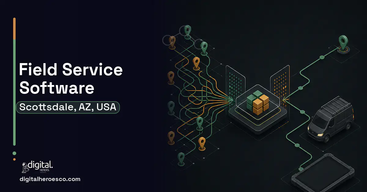 Field Service Software workflow illustration for Scottsdale, AZ, USA.