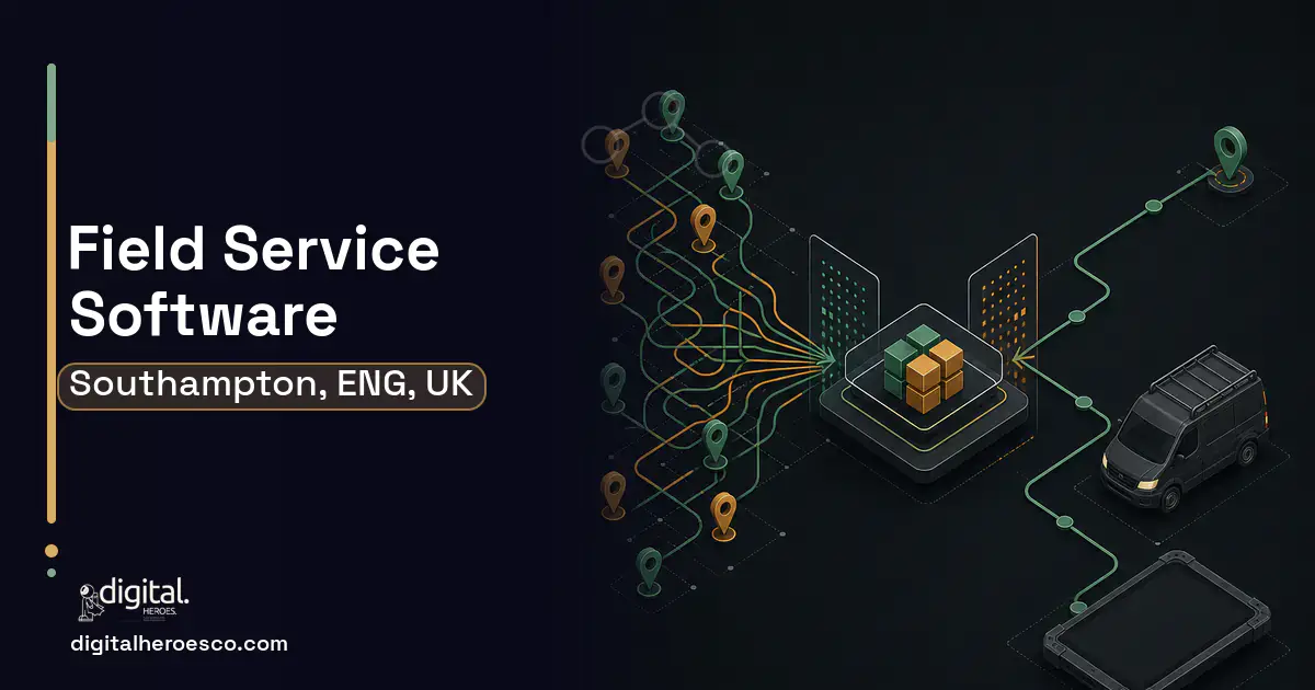 Field Service Software workflow illustration for Southampton, ENG, UK.