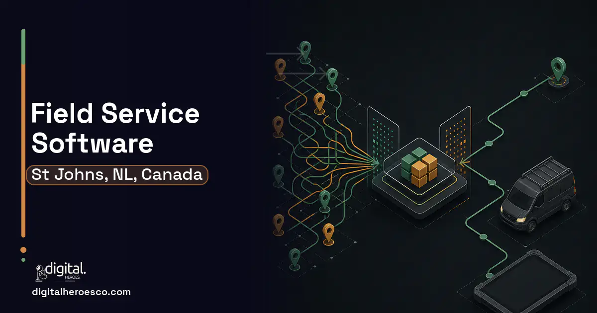 Field Service Software workflow illustration for St Johns, NL, Canada.