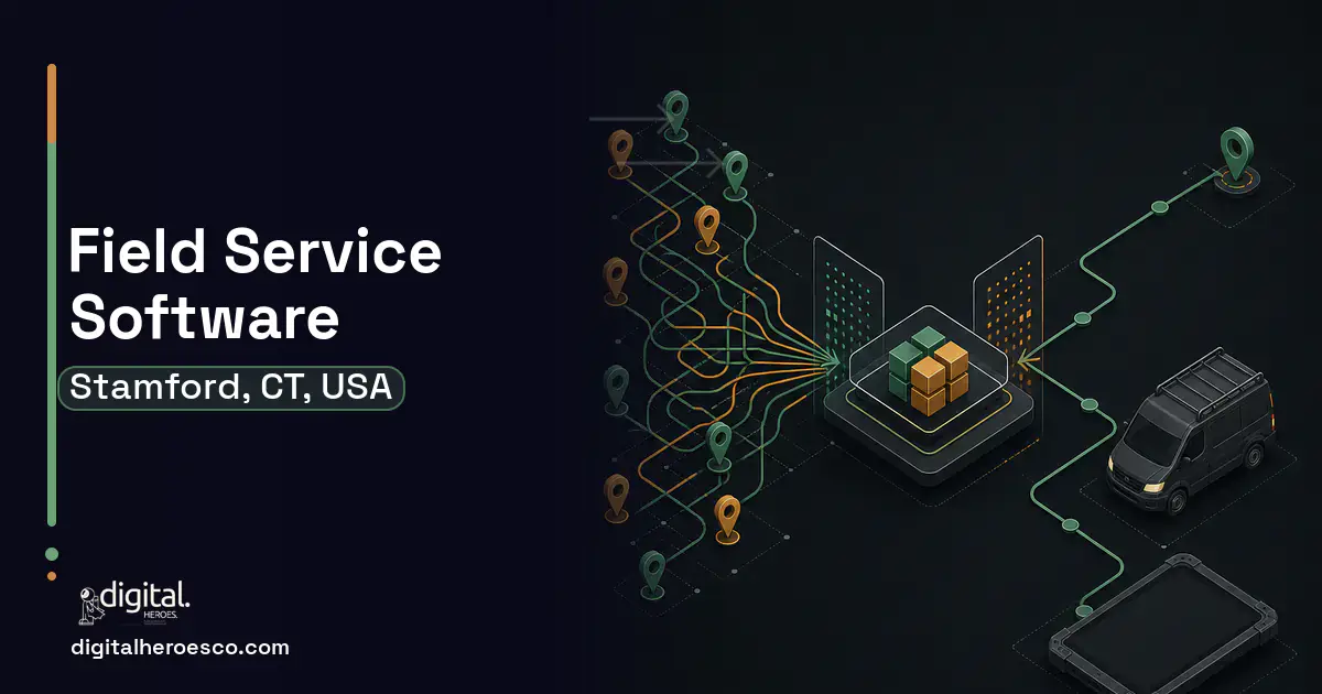 Field Service Software workflow illustration for Stamford, CT, USA.