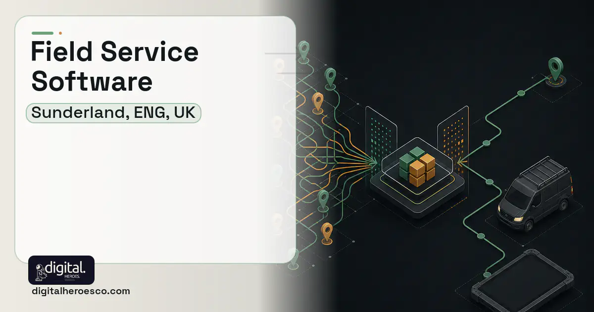 Field Service Software workflow illustration for Sunderland, ENG, UK.