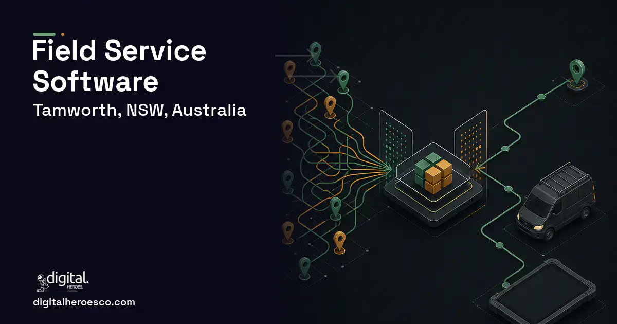 Field Service Software workflow illustration for Tamworth, NSW, Australia.