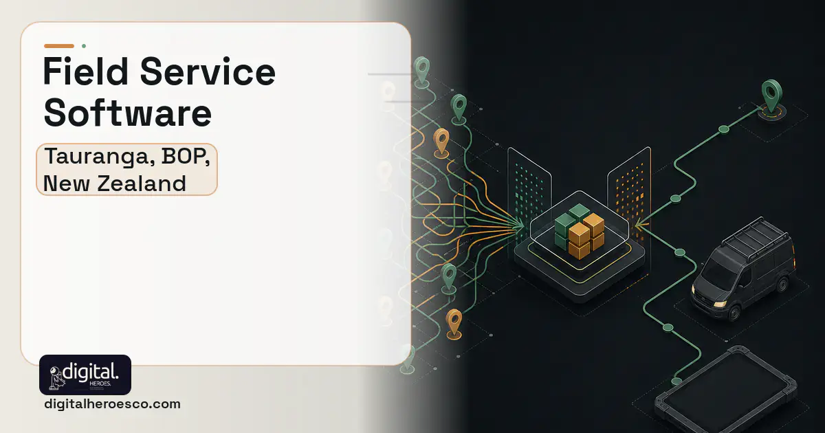 Field Service Software workflow illustration for Tauranga, BOP, New Zealand.