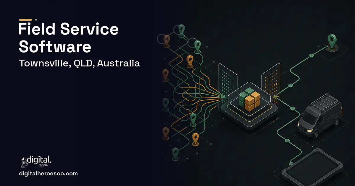 Field Service Software workflow illustration for Townsville, QLD, Australia.