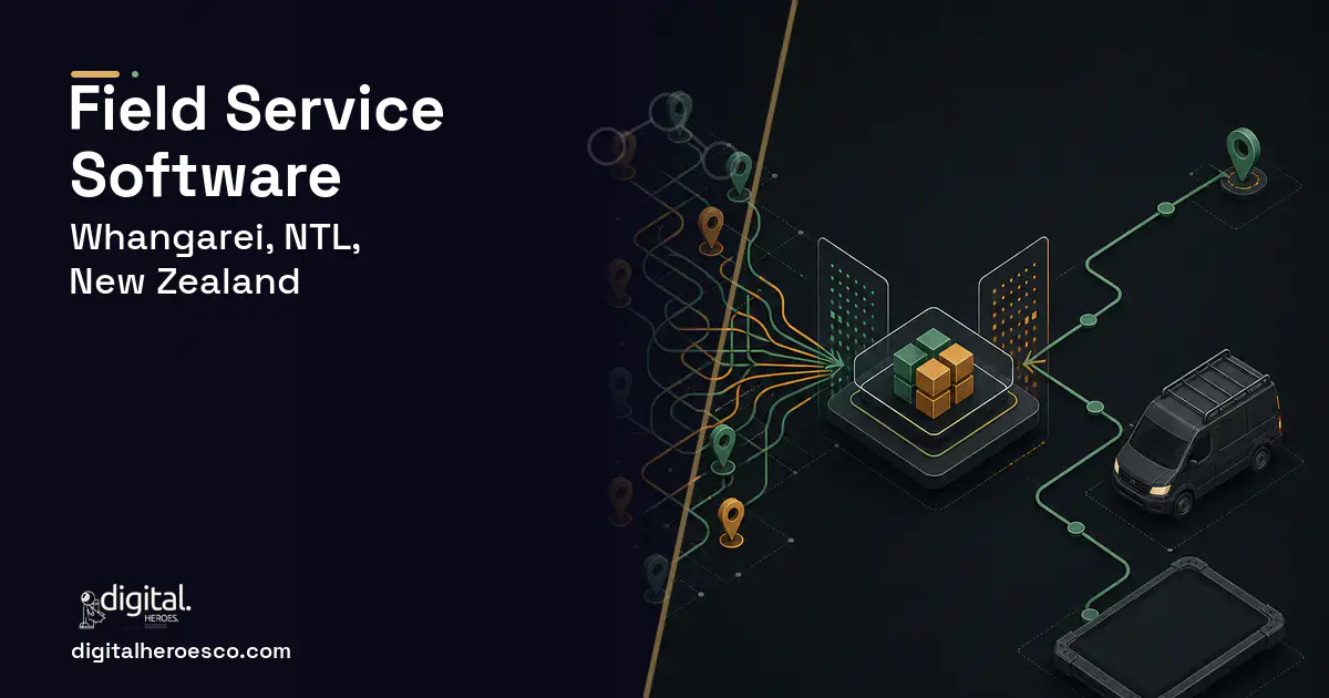 Field Service Software workflow illustration for Whangarei, NTL, New Zealand.