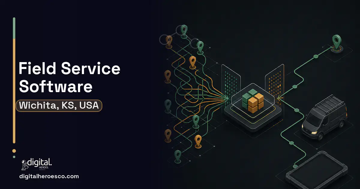 Field Service Software workflow illustration for Wichita, KS, USA.