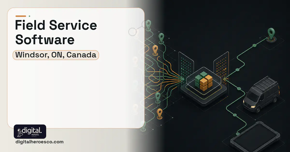 Field Service Software workflow illustration for Windsor, ON, Canada.