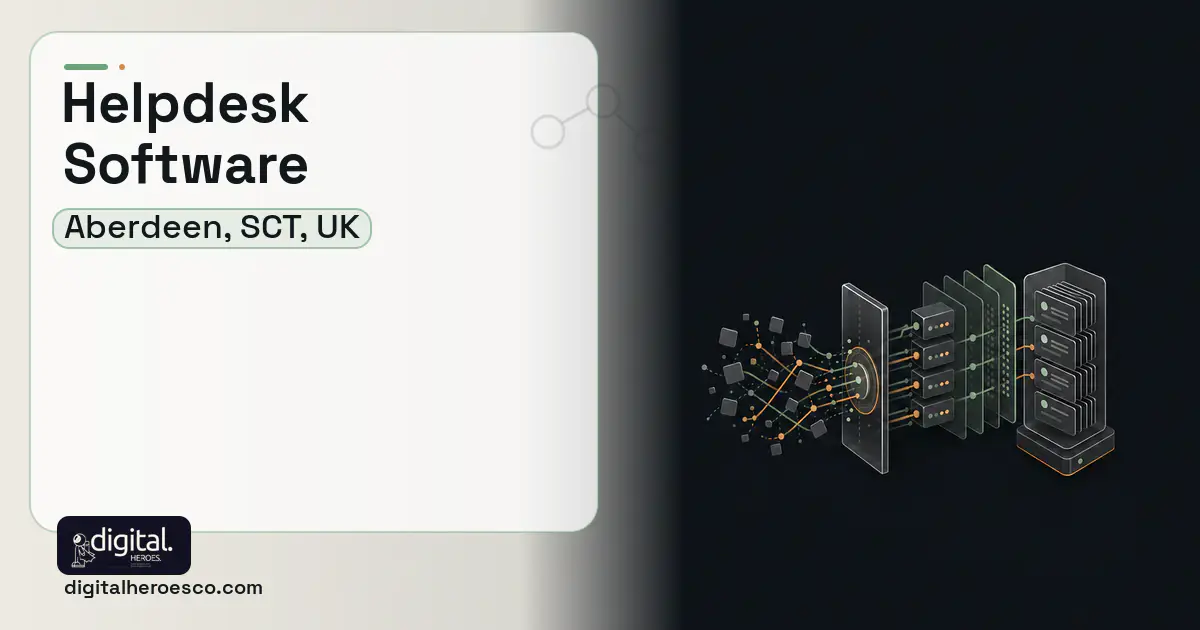 Helpdesk Software workflow illustration for Aberdeen, SCT, UK.