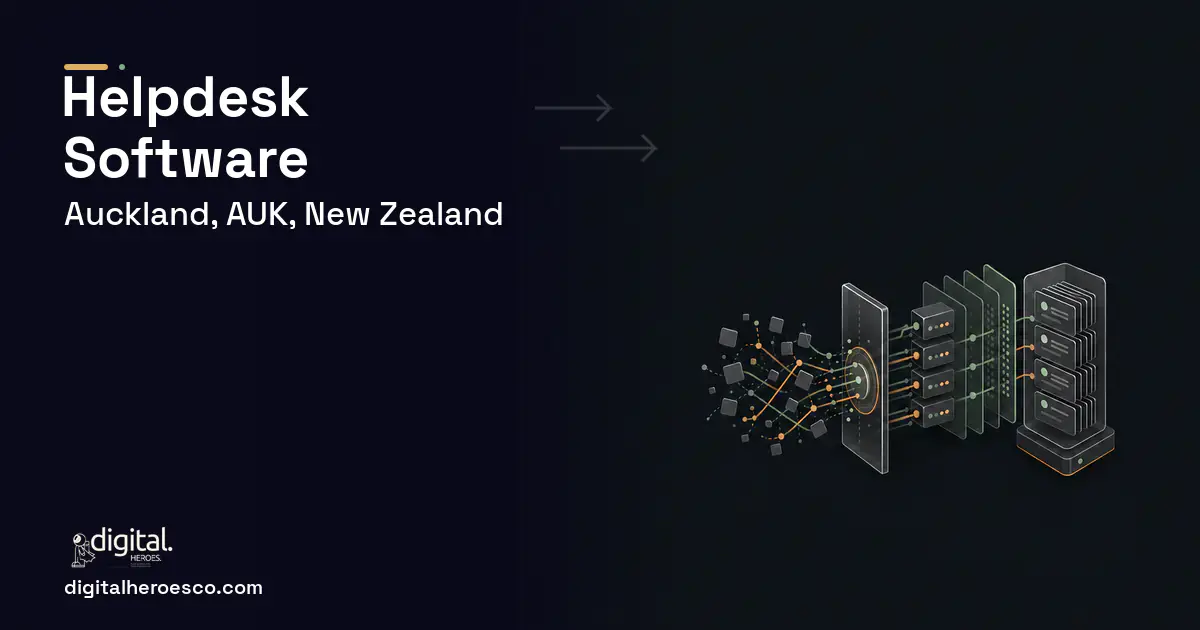 Helpdesk Software workflow illustration for Auckland, AUK, New Zealand.
