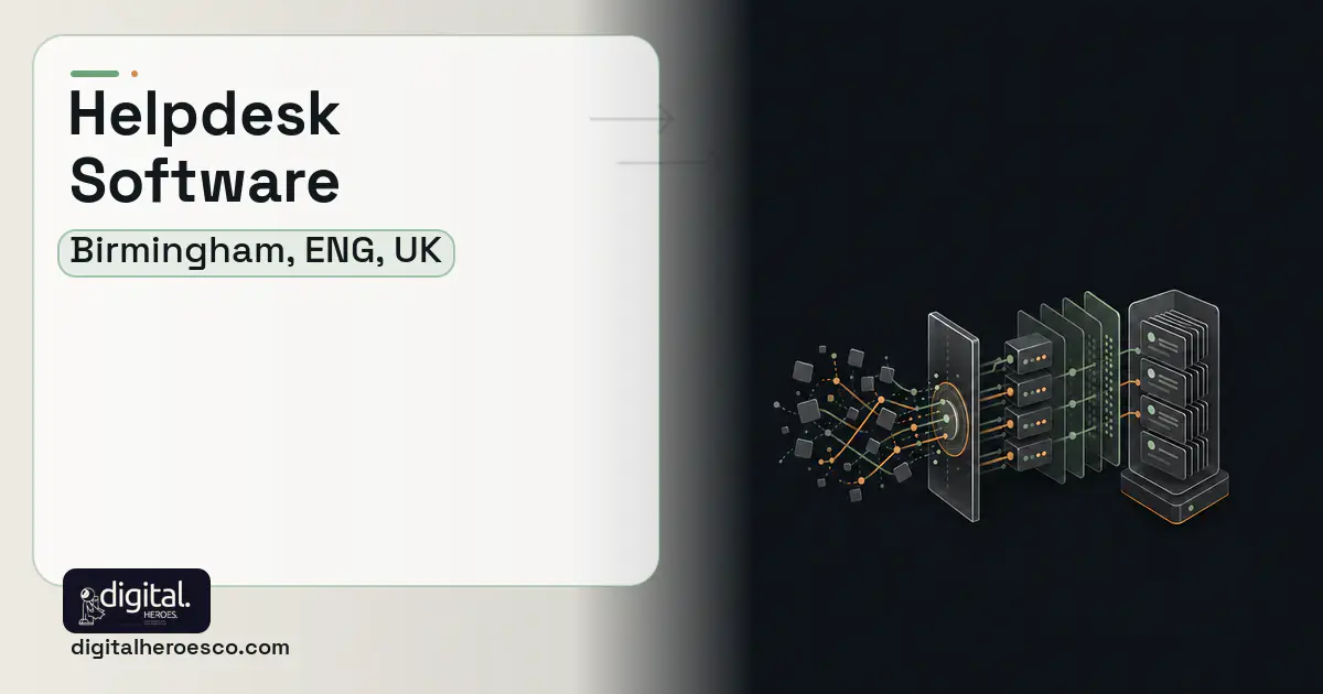 Helpdesk Software workflow illustration for Birmingham, ENG, UK.