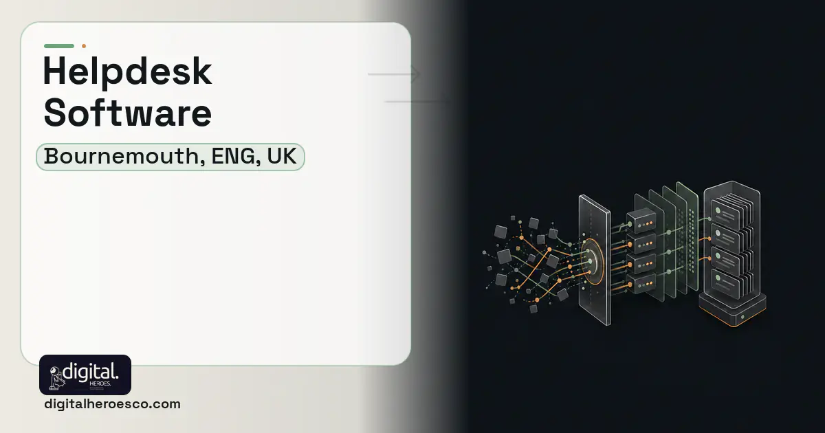 Helpdesk Software workflow illustration for Bournemouth, ENG, UK.