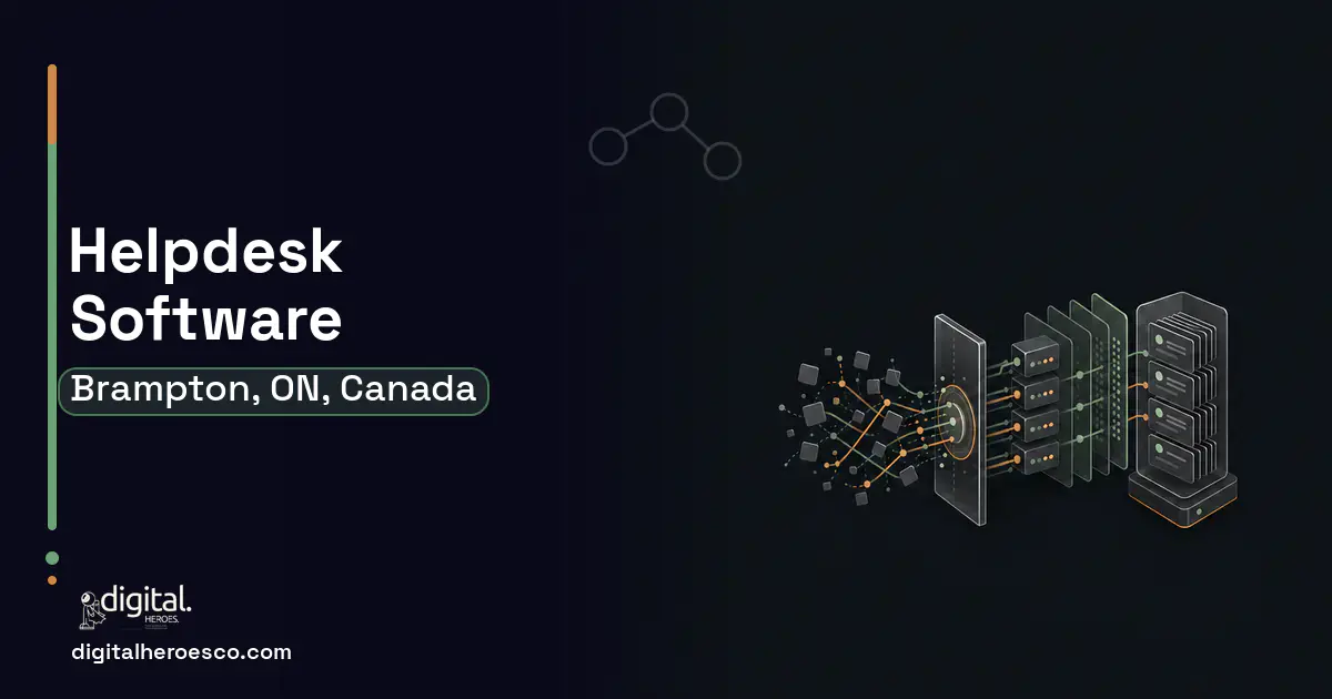 Helpdesk Software workflow illustration for Brampton, ON, Canada.