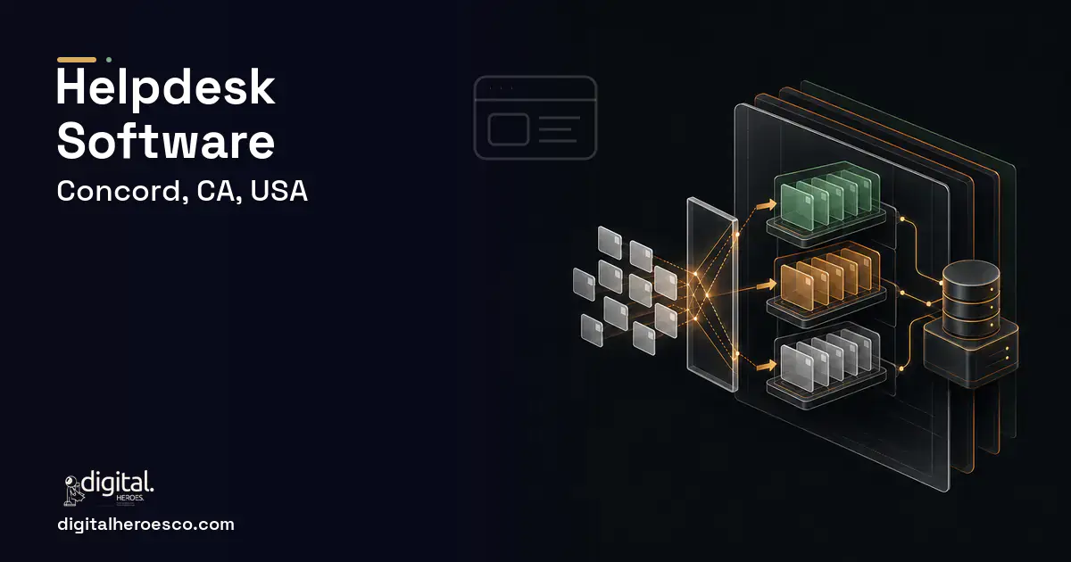 Helpdesk Software product interface illustration for Concord, CA, USA.